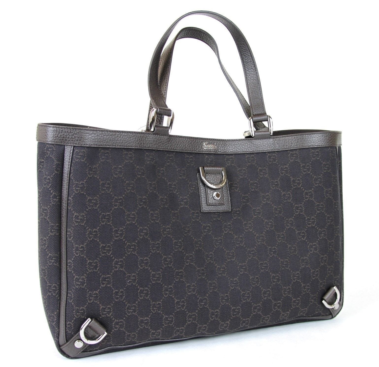Gucci New Ring Abbey Tote Bag Handbag Denim Brown Jewelry