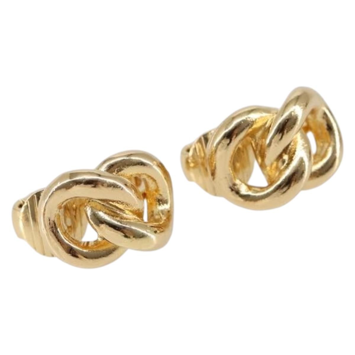 Dior Jewelry Christian Round Clip-On Earrings y Metal Gold Logo