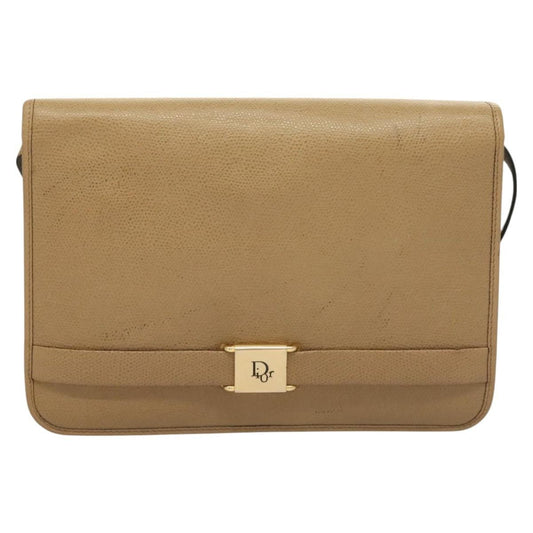 Dior Shoulder Bag Christian Honeycomb Bag Leather Beige