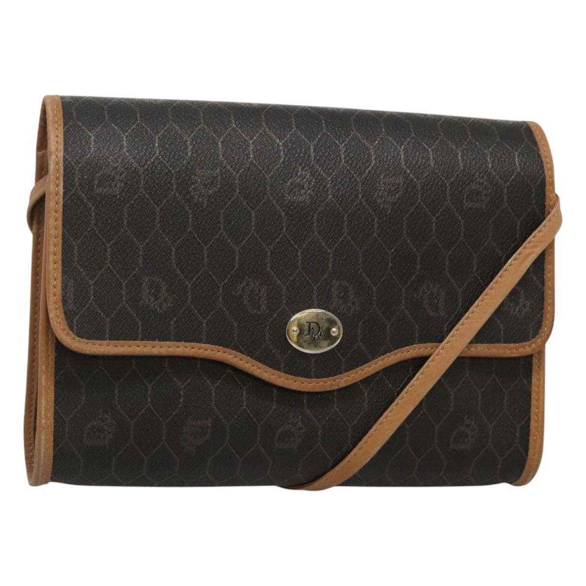 Dior Crossbody Bag Christian Honeycomb Coated Shoulder Bag Bag Canvas Black Flap