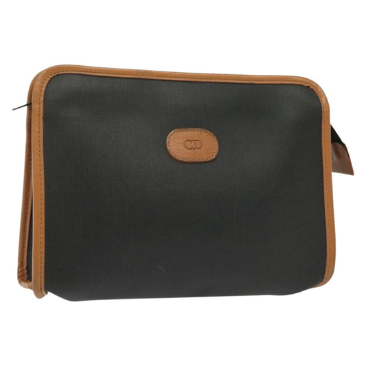 Dior Clutch Bag Christian Homme Around Pouch Pvc Clutche Leather Black Zip