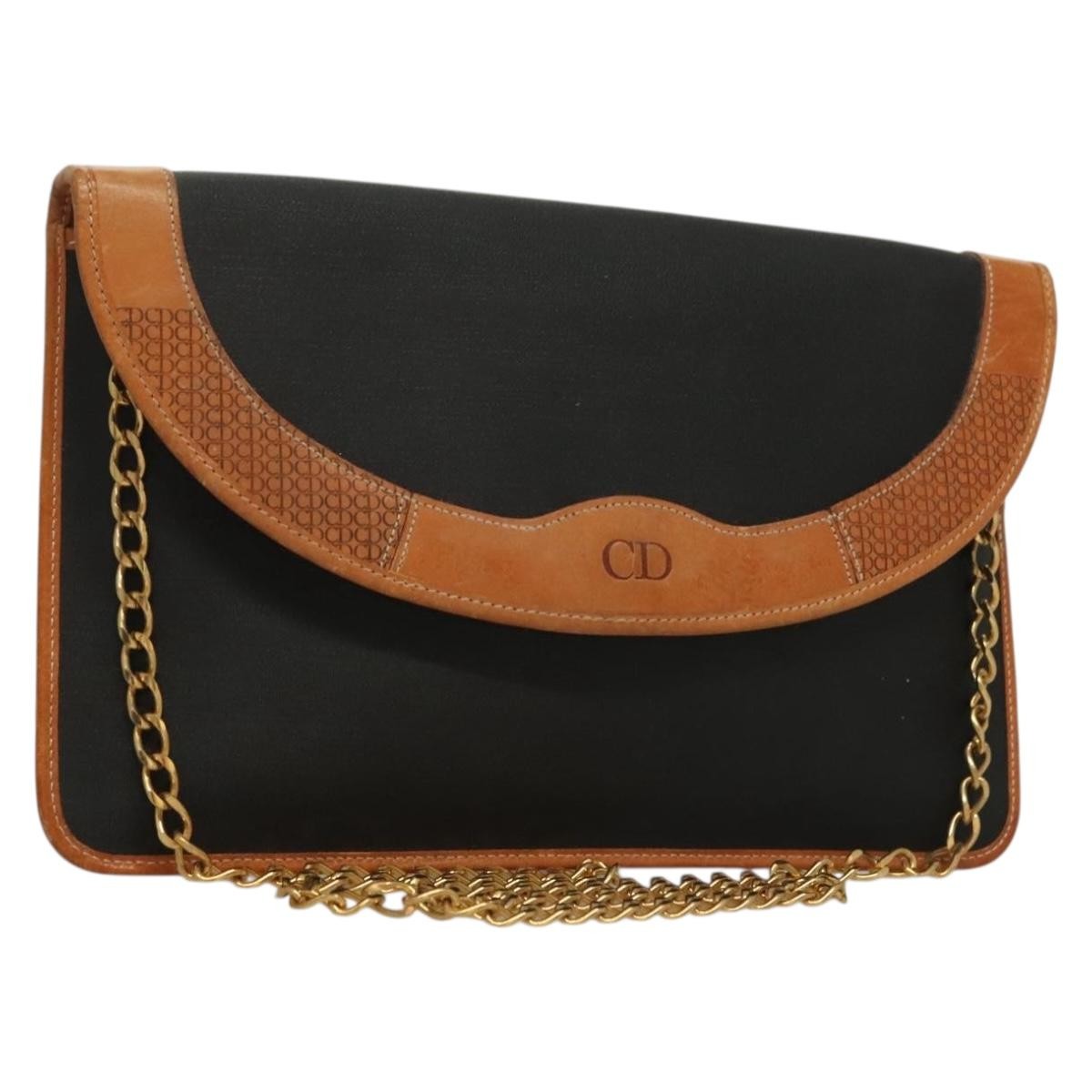 Dior Shoulder Bag Christian Cd Pvc Bag Canvas Black Chain