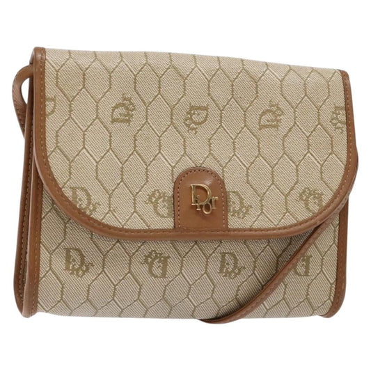 Dior Crossbody Bag Christian Honeycomb Coated Pvc Bag Canvas Beige Flap