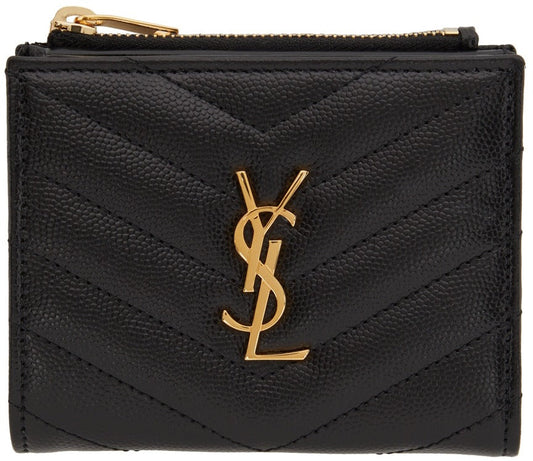 YSL Saint Laurent Zipped Wallet Travel Bag Leather Monogram