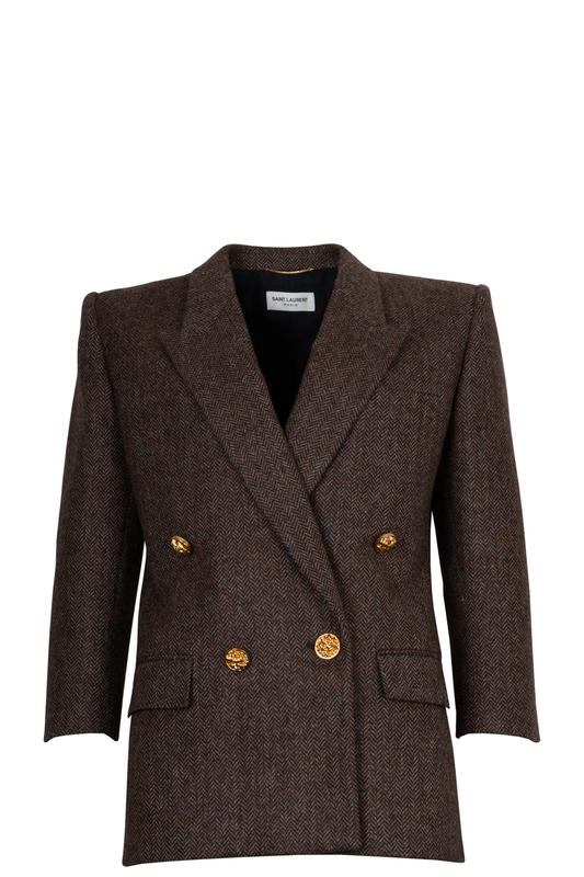 YSL Saint Laurent Blazer Jacket Wool Brown Handbag