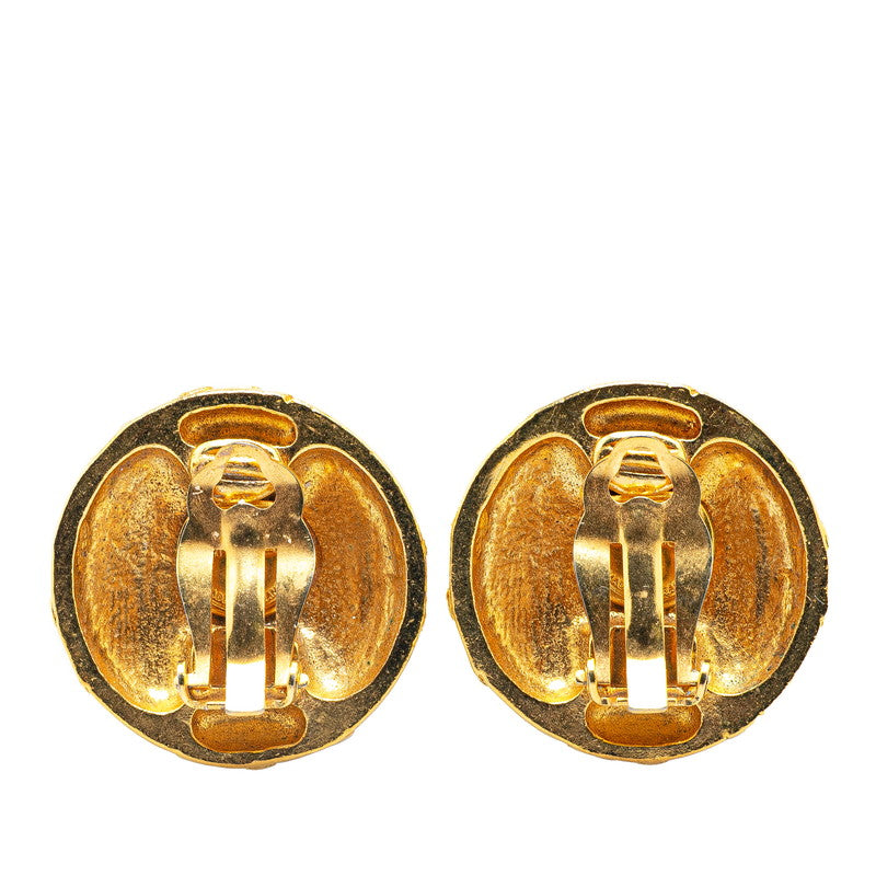 Chanel Gold Plated Color Stone Earrings Jewelry