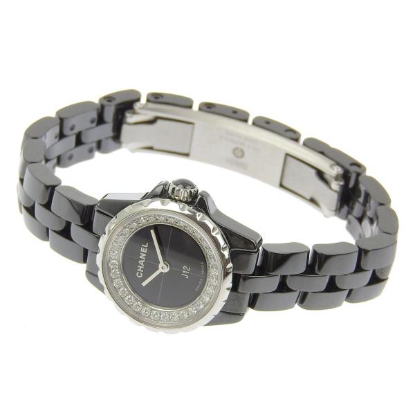 Chanel J12 XS Ladies Quartz Wristwatch with Diamond Dial in Ceramic/Stainless Steel, Black [] in Bag