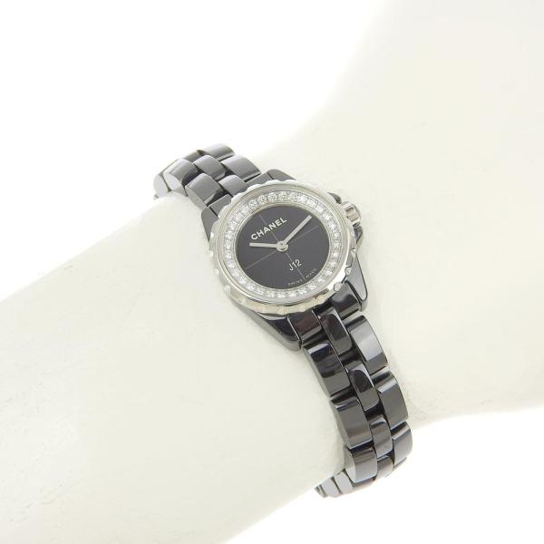 Chanel J12 XS Ladies Quartz Wristwatch with Diamond Dial in Ceramic/Stainless Steel, Black [] in Bag
