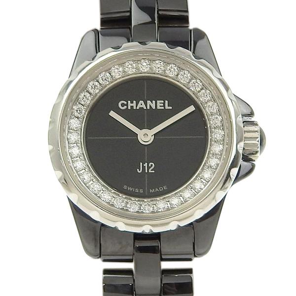 Chanel J12 XS Ladies Quartz Wristwatch with Diamond Dial in Ceramic/Stainless Steel, Black [] in Bag