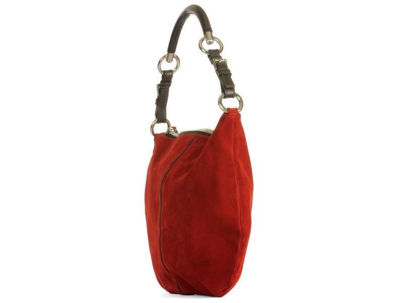 Prada Rust Hobo Suede Shoulder Bag