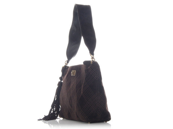 Chanel Shoulder Bag Suede Brown