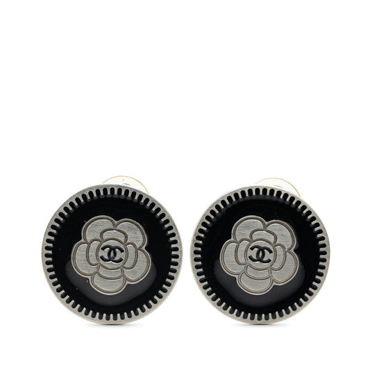 Chanel Metal Camellia Coco Mark Earrings Jewelry