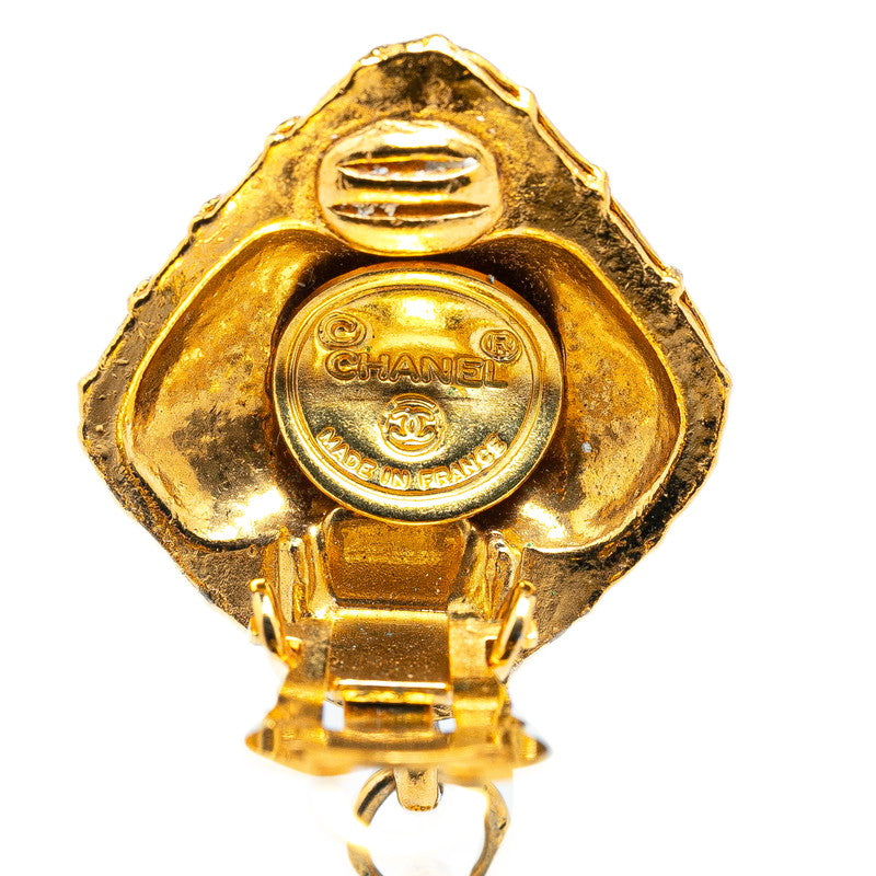 Chanel Gold Plated Matelassé Rhombus Motif Bijou Earrings Jewelry