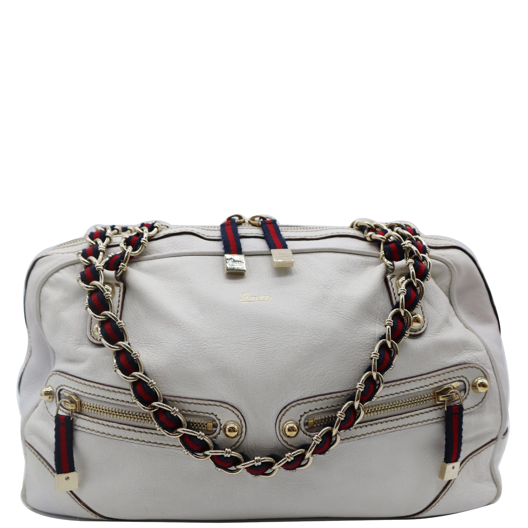 Gucci Capri Bowler Bag Leather White Travel Bag