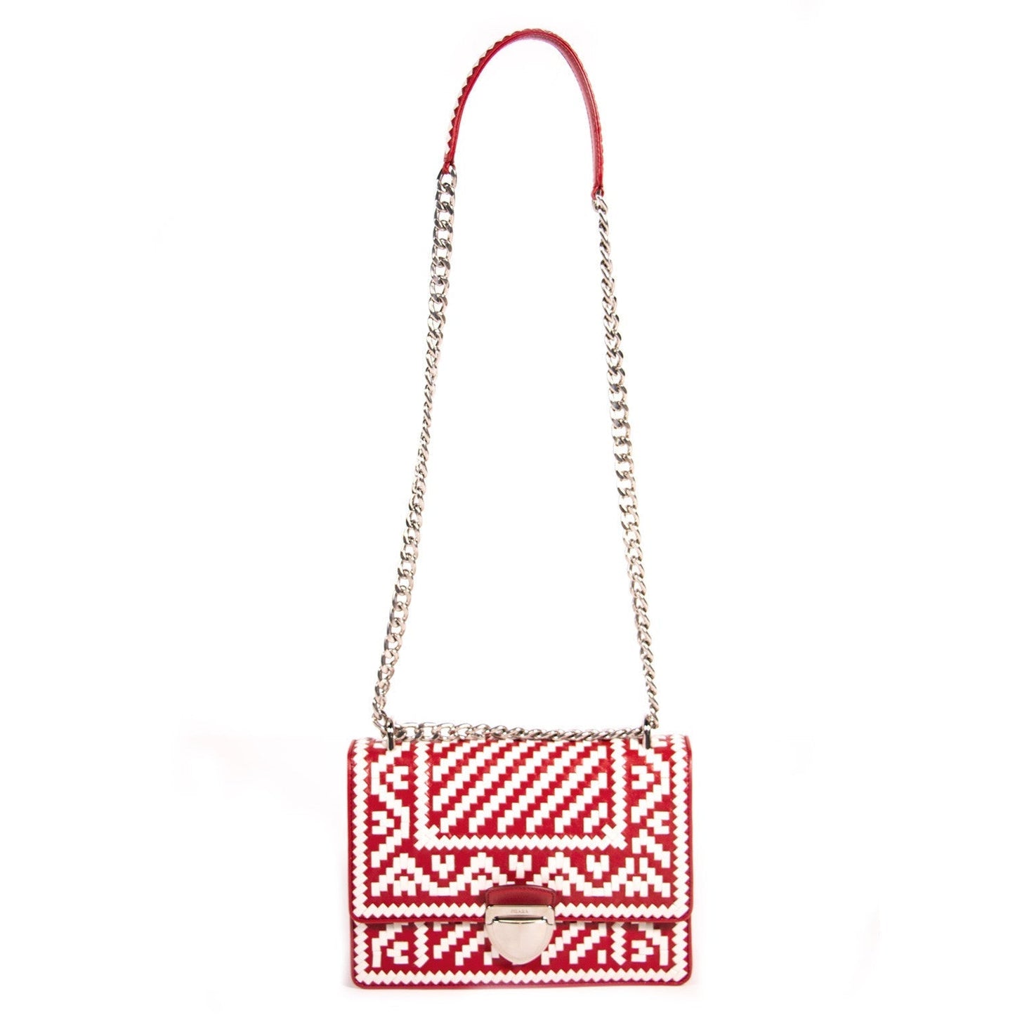 Prada Madras Pattern Shoulder Bag Woven