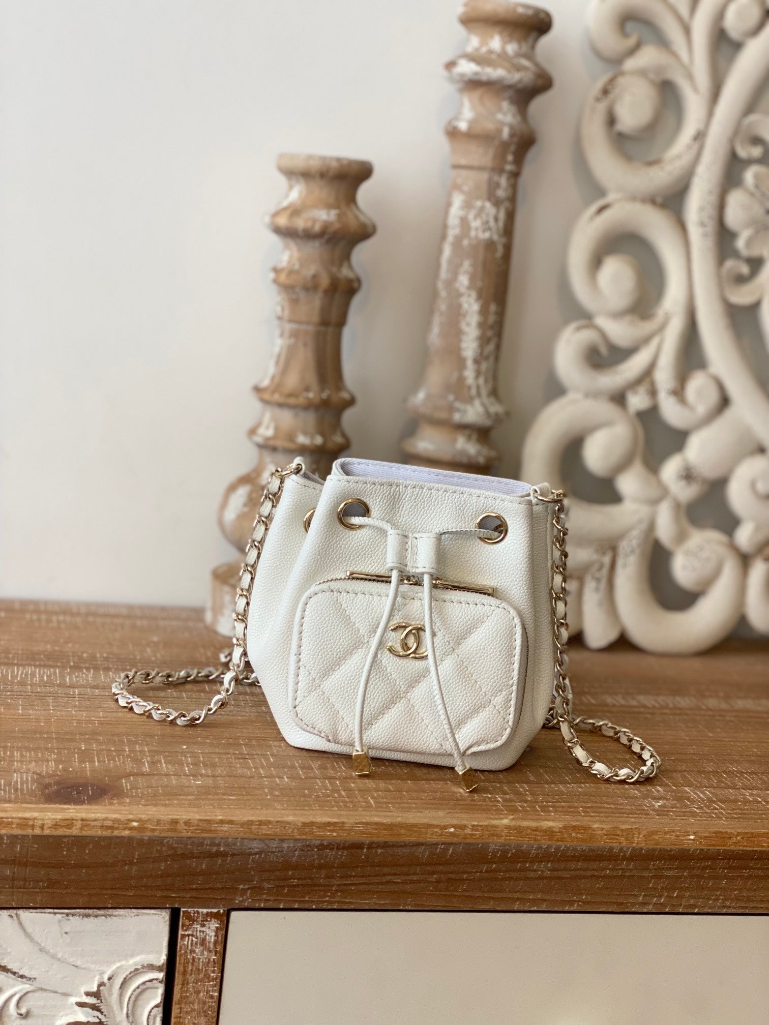 CHLMini Strap , ’s 4.9in White Bucket Bag