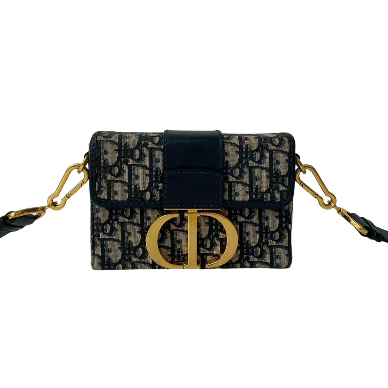Dior Christian Montaigne Oblique Shoulder Bag Leather Canvas Mini