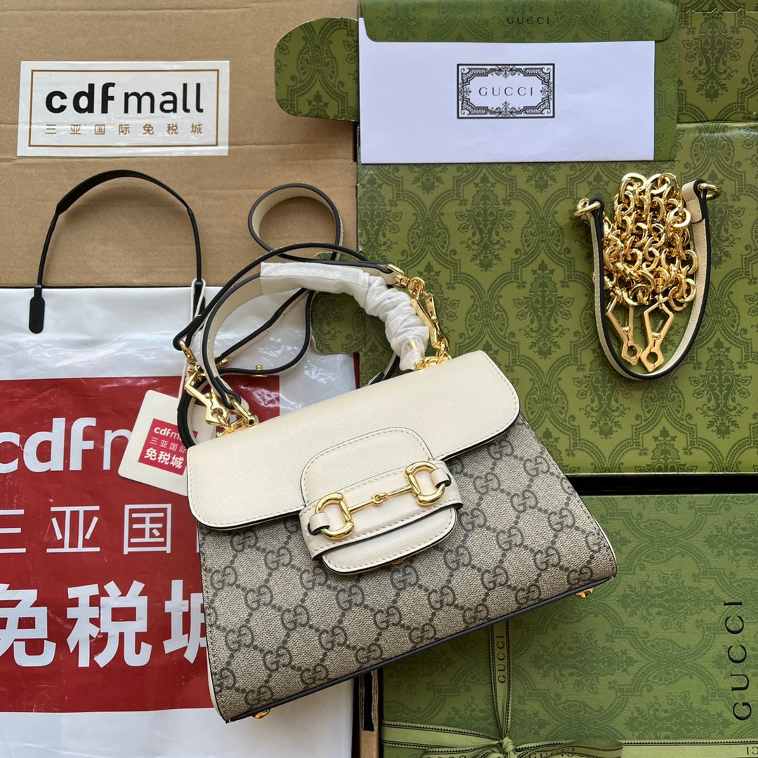 gg Ophidia gg Horsebit , White Beige Mini Bag