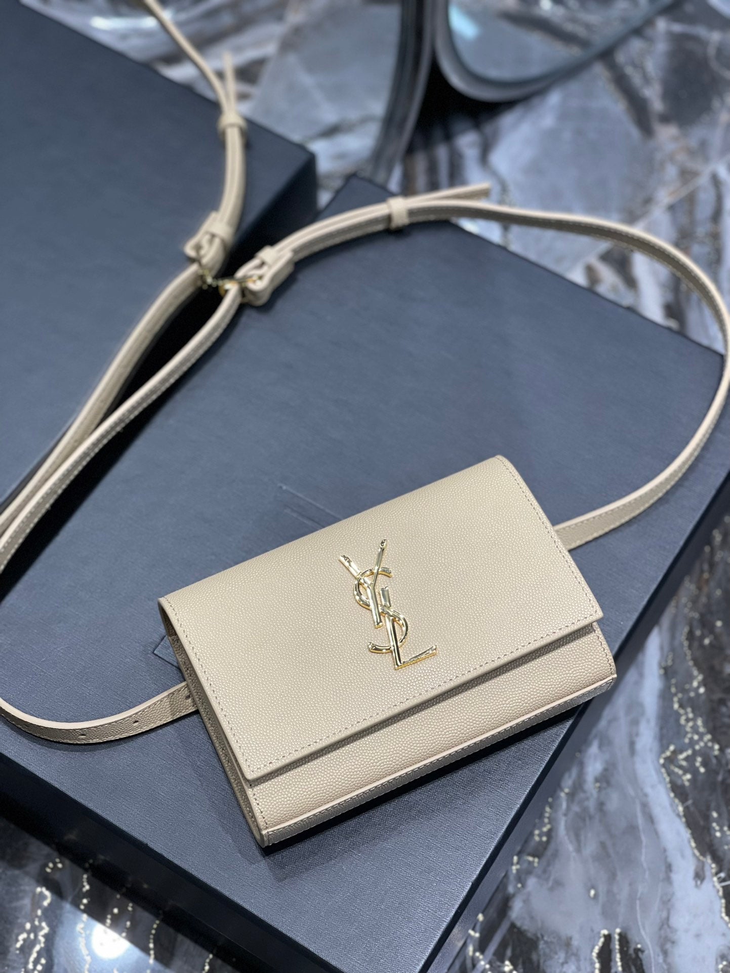 YSL Saint Laurent Kate Belt , ’s 7in Grey Accessory