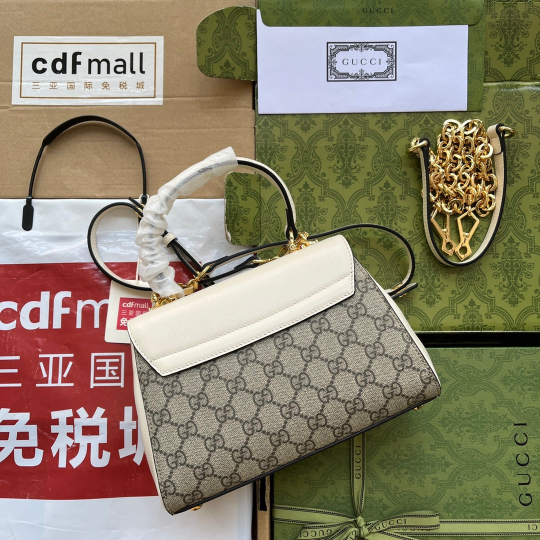 gg Ophidia gg Horsebit , White Beige Mini Bag