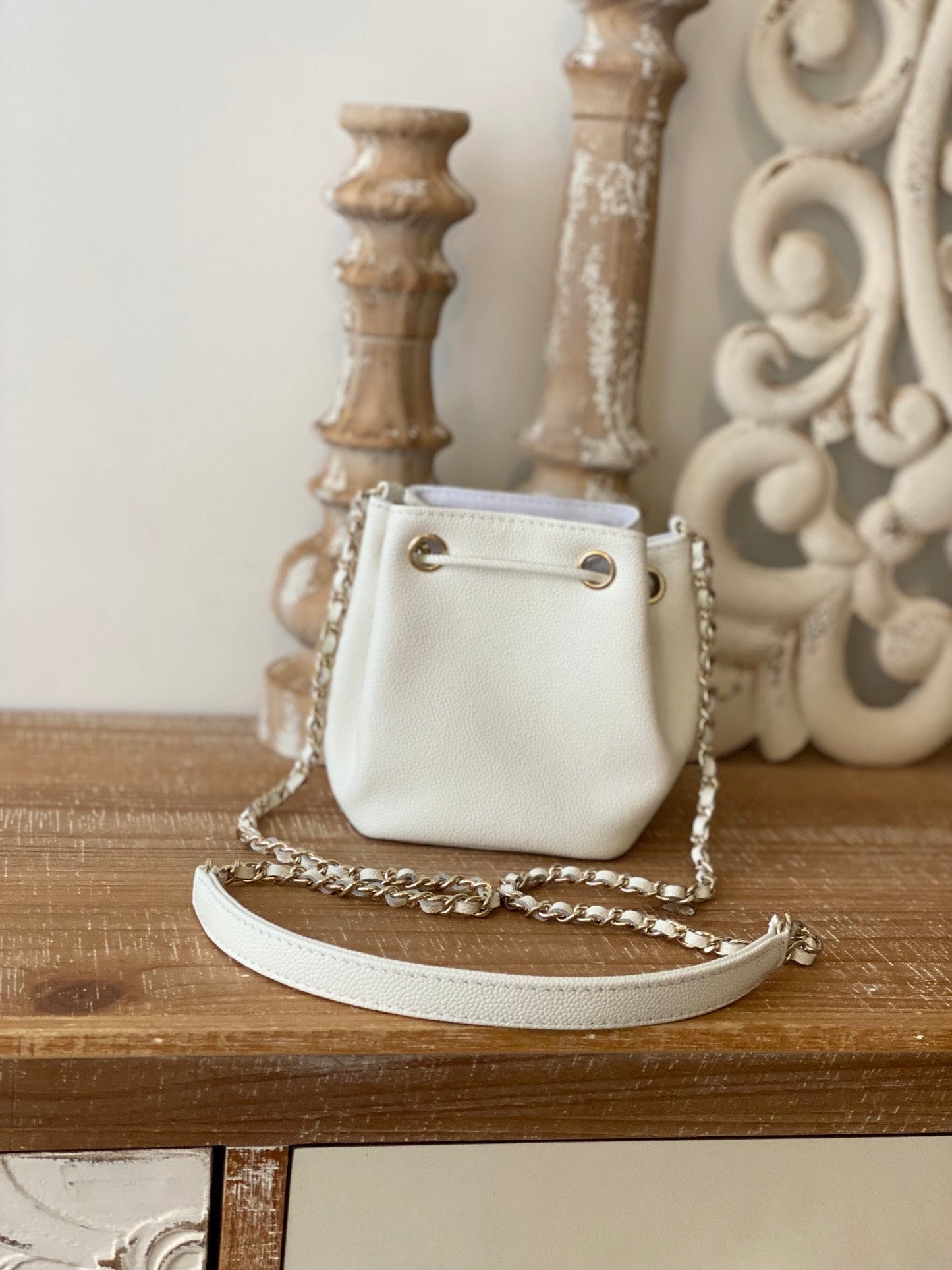 Chlmini Bag With Strap For Women Bags White Bucket Bag