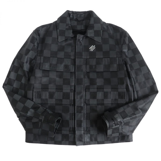 Louis Vuitton jacket Leather Cotton Black Gray Apparel