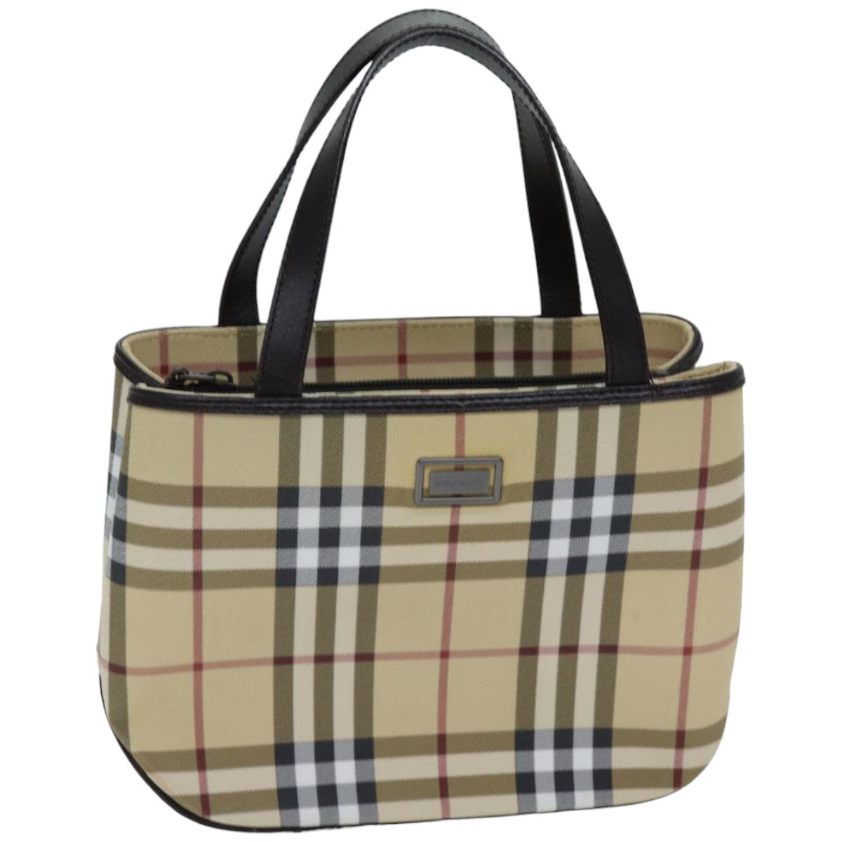 Burberry Luxury Nova Check Hand Bag Coated Auth Tb1099 Canvas Beige Travel Bag