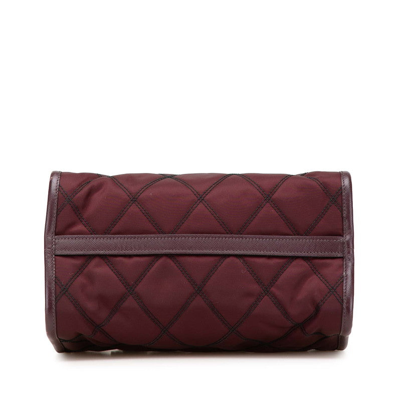 Prada 1Ba100 2Way Bag Leather Nylon Travel Bag
