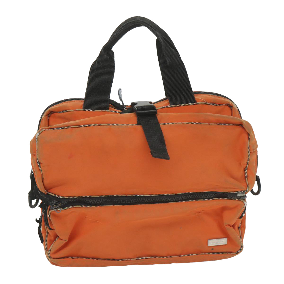 Burberry Luxury Nova Check Hand Bag 2Set Auth Ti1324 Nylon Beige Orange Travel Bag