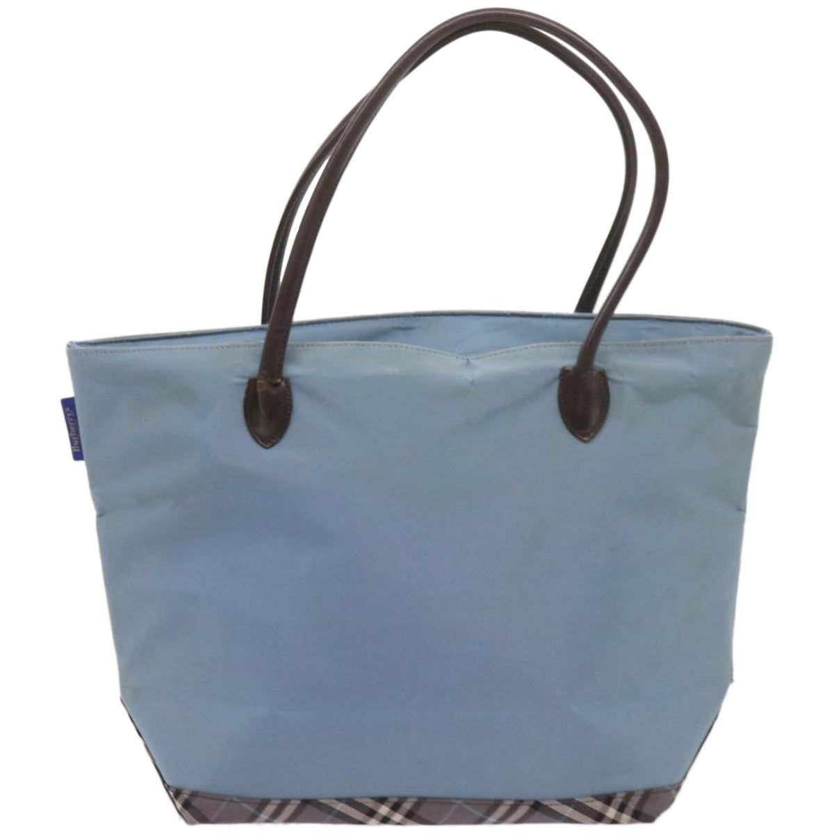 Burberry Luxury ss Label Tote Bag Light Auth Ti1542 Nylon Blue