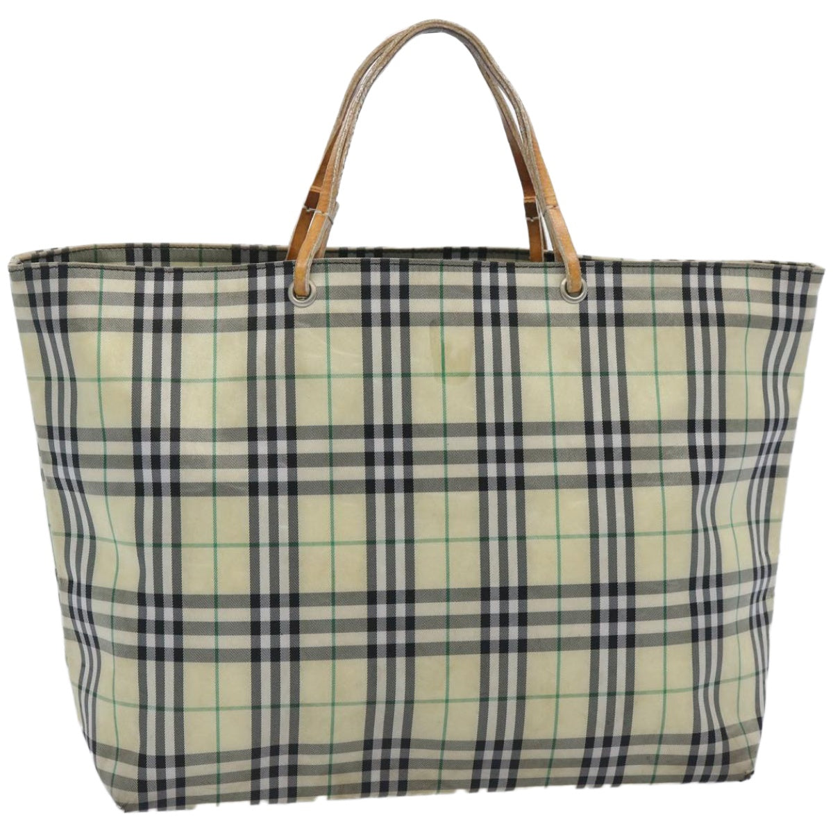 Burberry Luxury Nova Check Tote Bag Auth Ti1543 Nylon Yellow