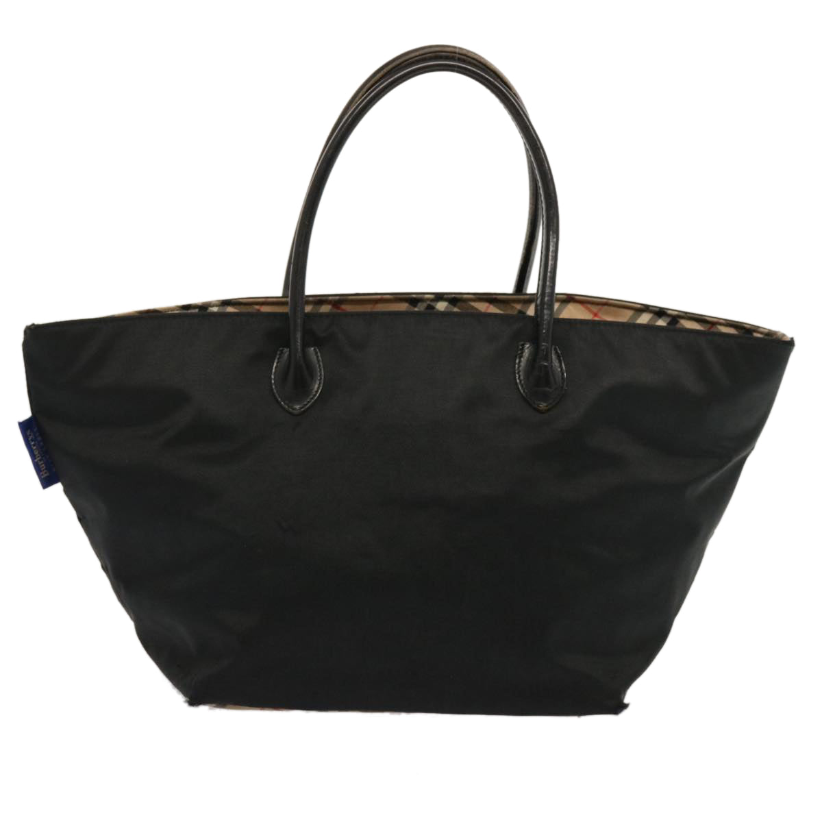 Burberry Luxury ss Nova Check Label Hand Bag Auth Nylon Beige Blue Travel Bag Beige Auth Ti1621