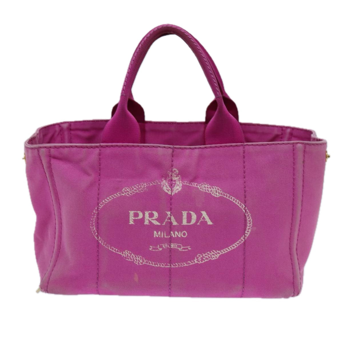 Prada Canapa Mm Hand Bag Auth Canvas Pink Travel Bag