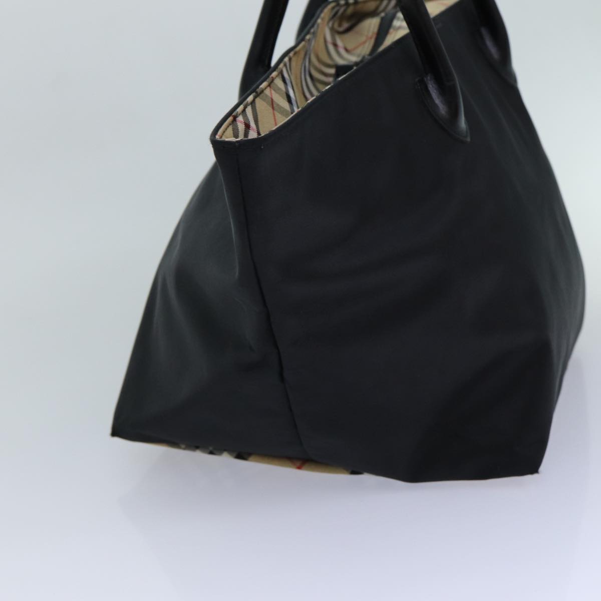 Burberry Luxury ss Nova Check Label Hand Bag Auth Canvas Black Blue Travel Bag Black Auth Ti1775