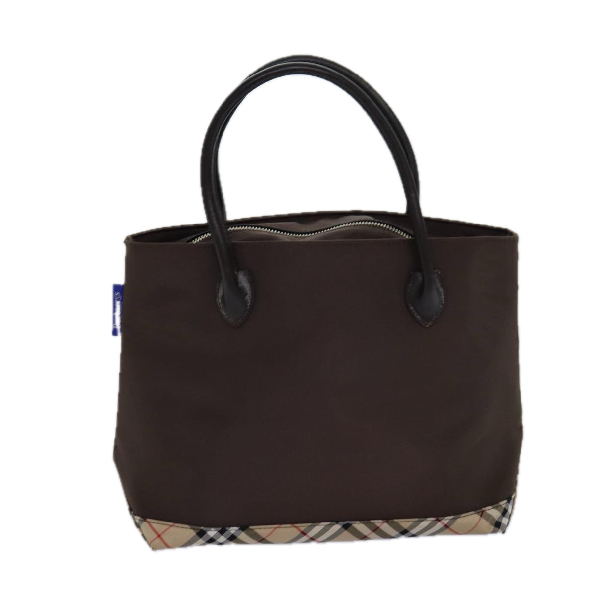 Burberry Luxury ss Nova Check Label Hand Bag Auth Canvas Brown Blue Travel Bag Brown Auth Ti1776