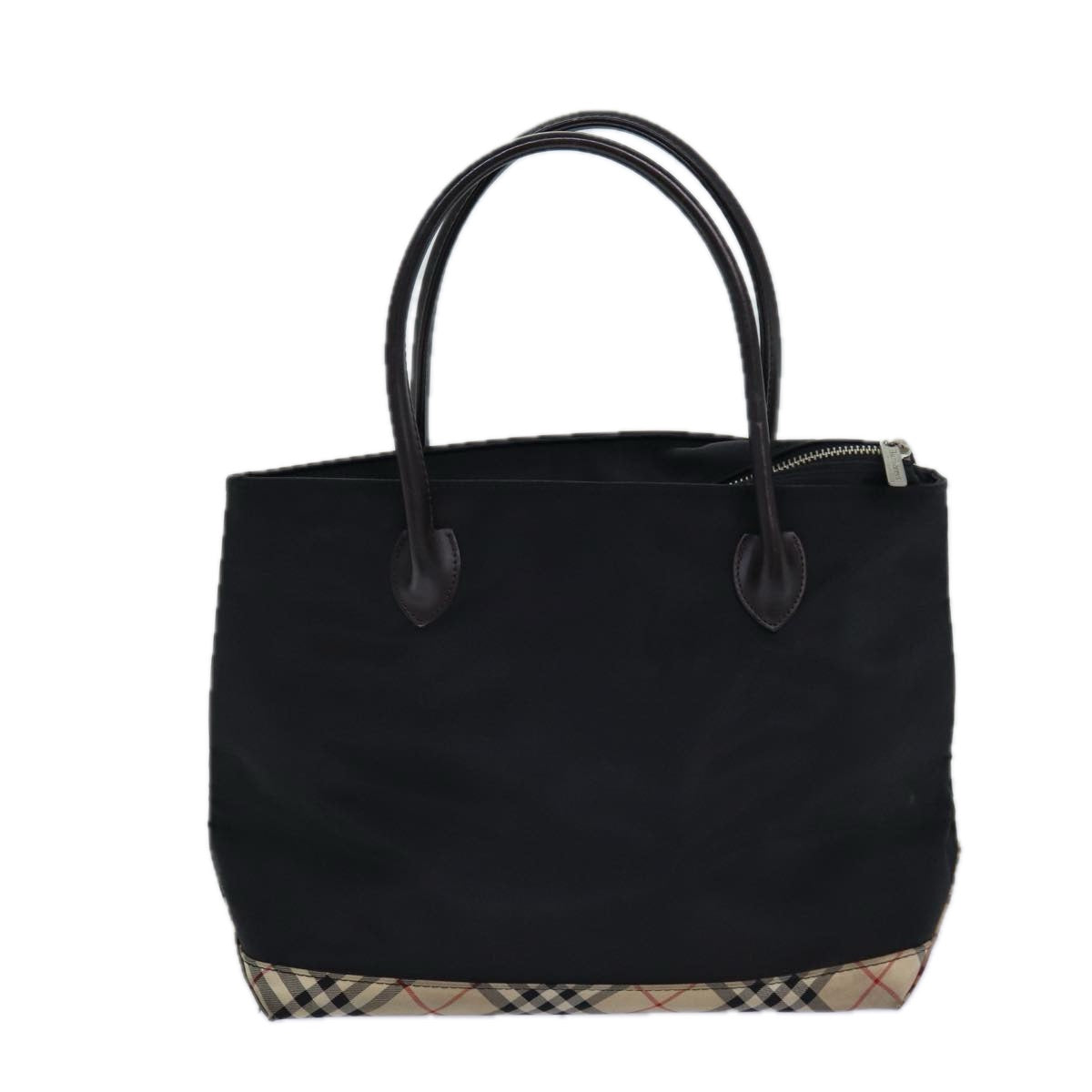 Burberry Luxury ss Nova Check Label Hand Bag Auth Canvas Black Blue Travel Bag