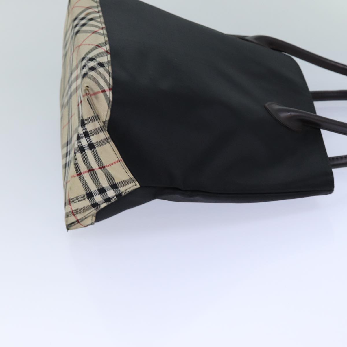 Burberry Luxury ss Nova Check Label Hand Bag Auth Canvas Black Blue Travel Bag