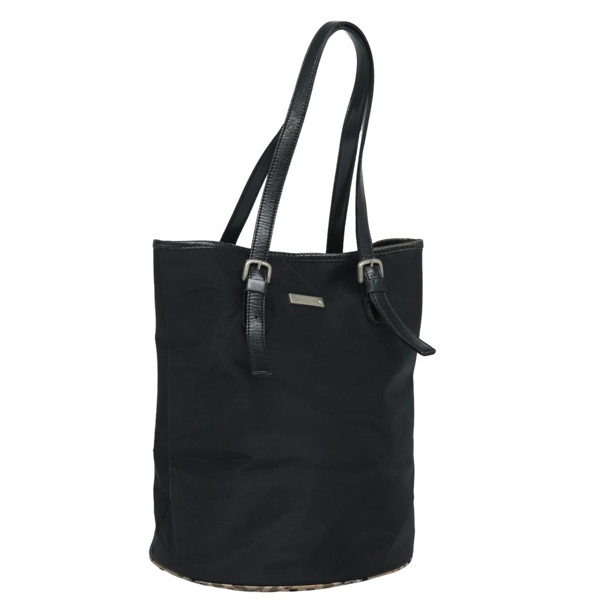 Burberry Luxury ss Nova Check Label Shoulder Bag Auth Nylon Black Beige