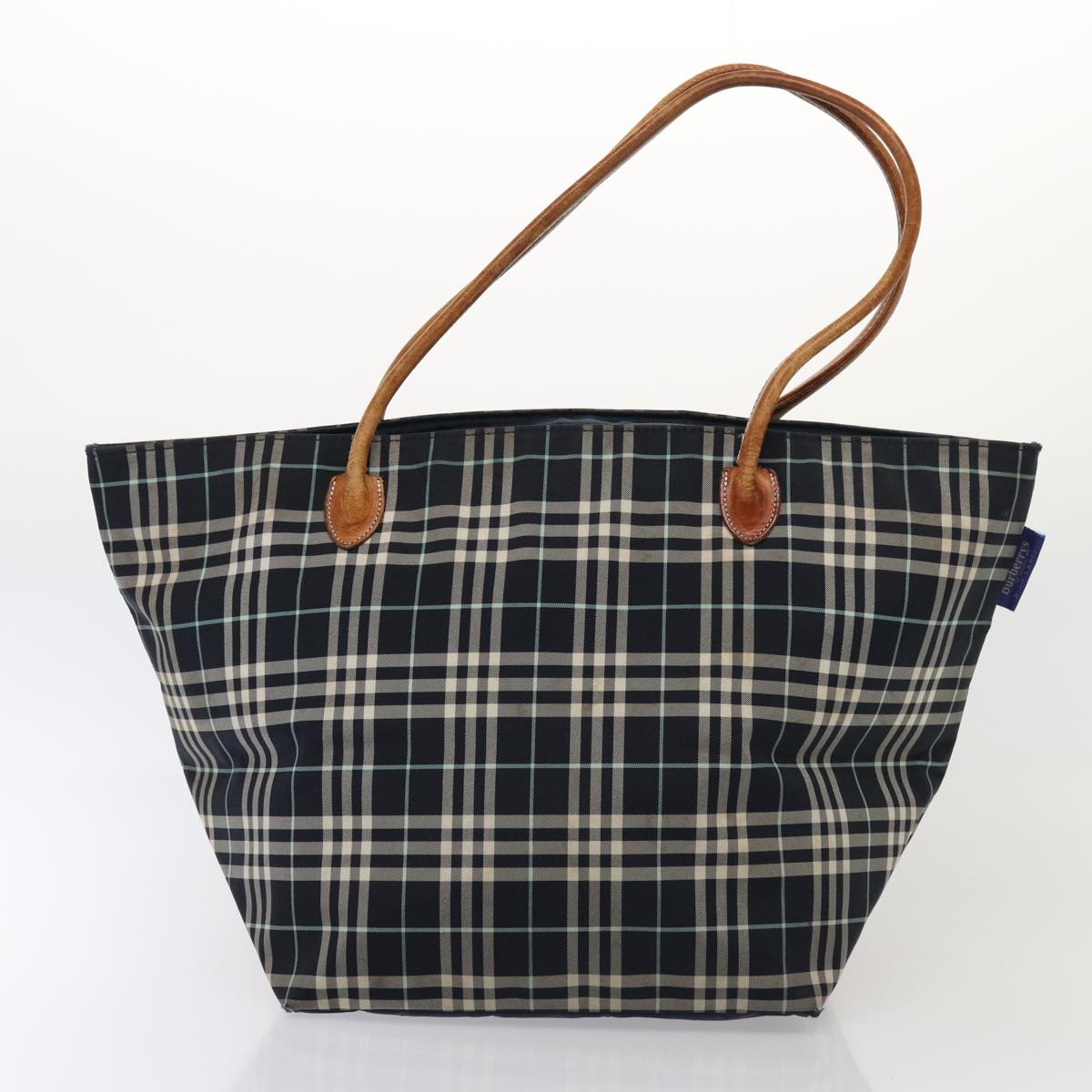 Burberry Luxury Nova Check Label Hand Bag 2Set Auth Canvas Blue Navy Travel Bag