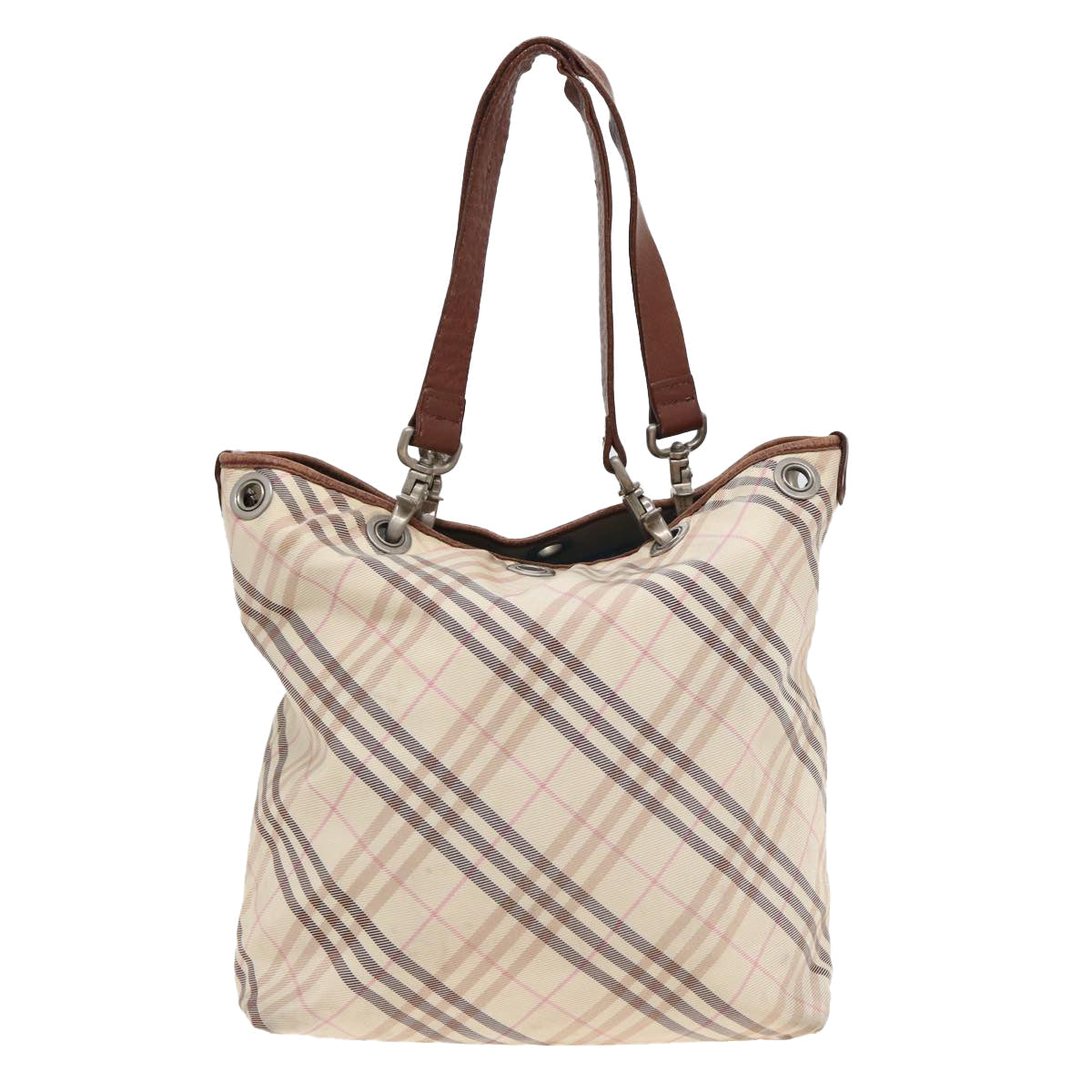 Burberry Luxury Nova Check Tote Bag Auth Ti1804 Nylon Beige Pink