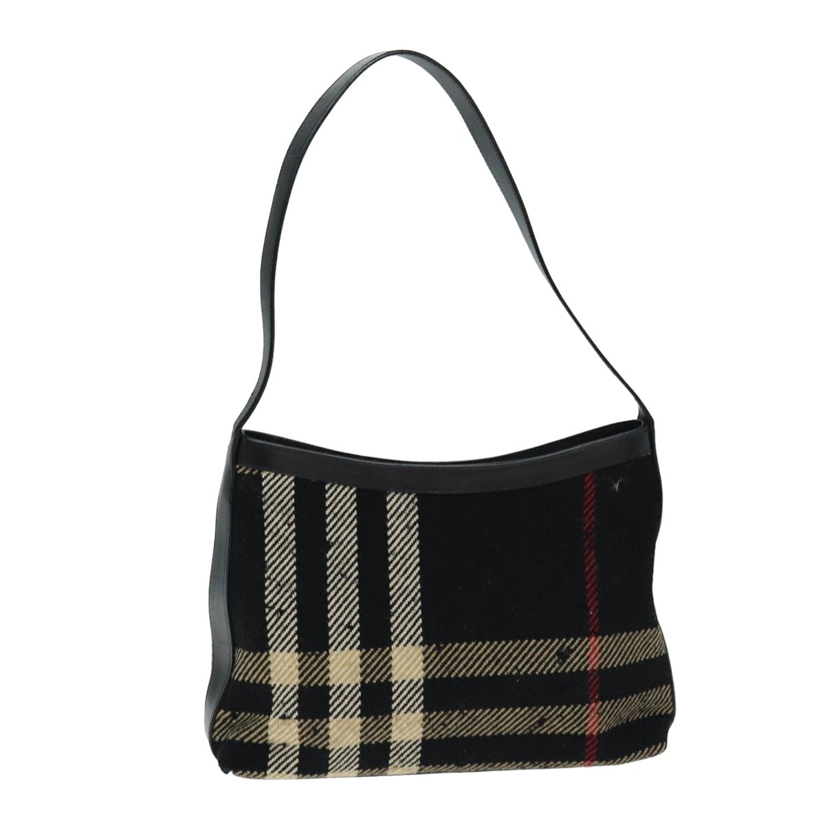 Burberry Luxury Nova Check Shoulder Bag Auth Ti1818 Canvas Black