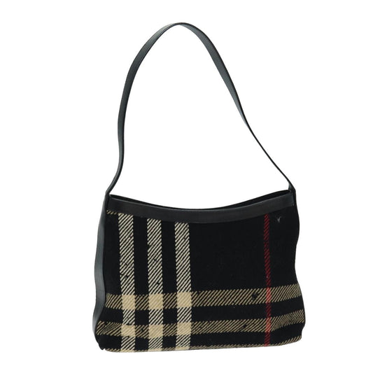 Burberry Luxury Nova Check Shoulder Bag Auth Ti1818 Canvas Black