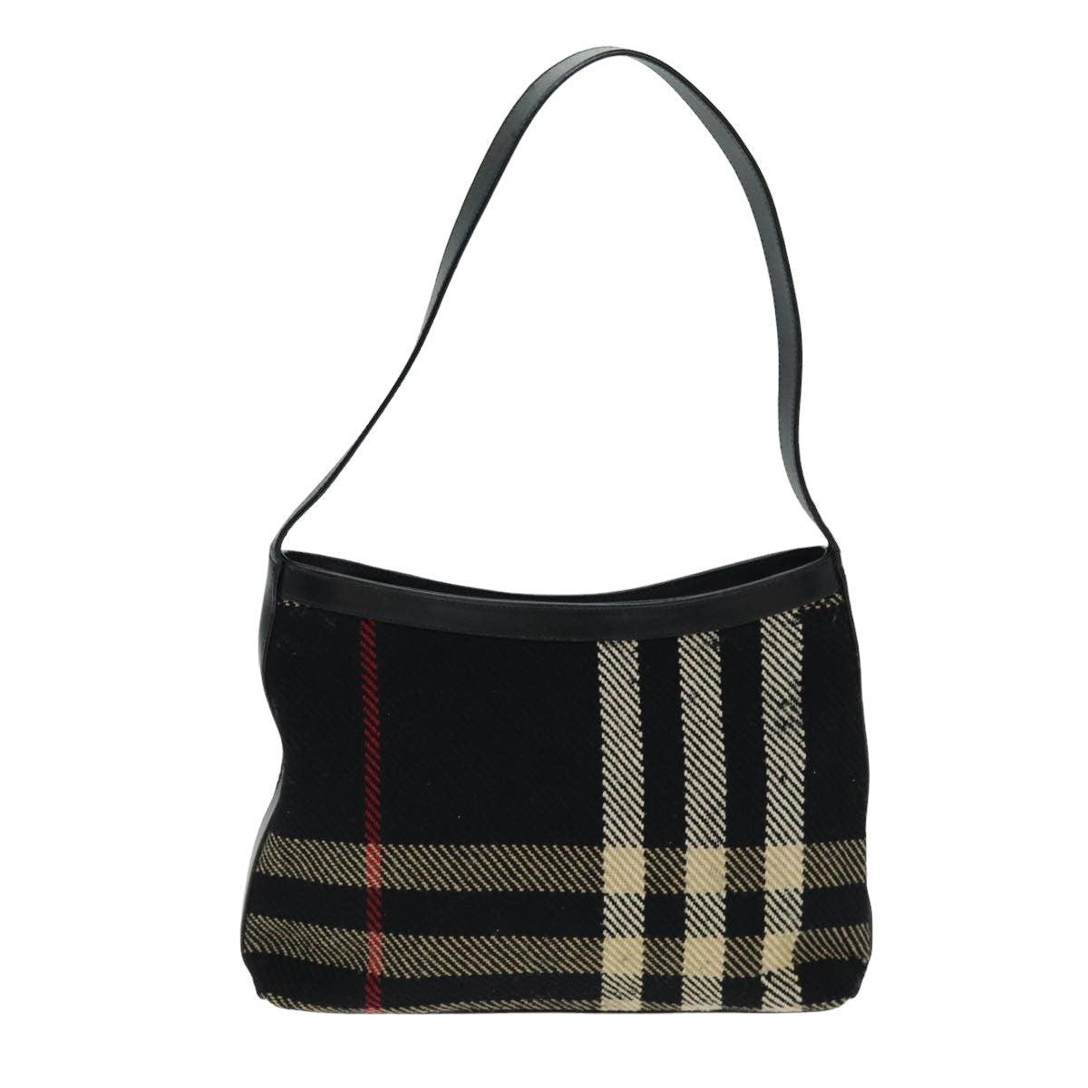 Burberry Luxury Nova Check Shoulder Bag Auth Ti1818 Canvas Black