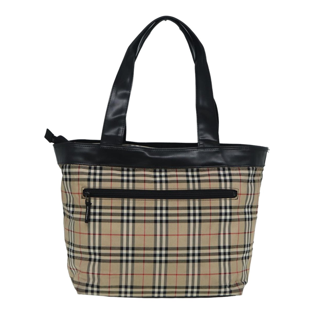 Burberry Luxury Nova Check Tote Bag Auth Ti1868 Nylon Black Beige