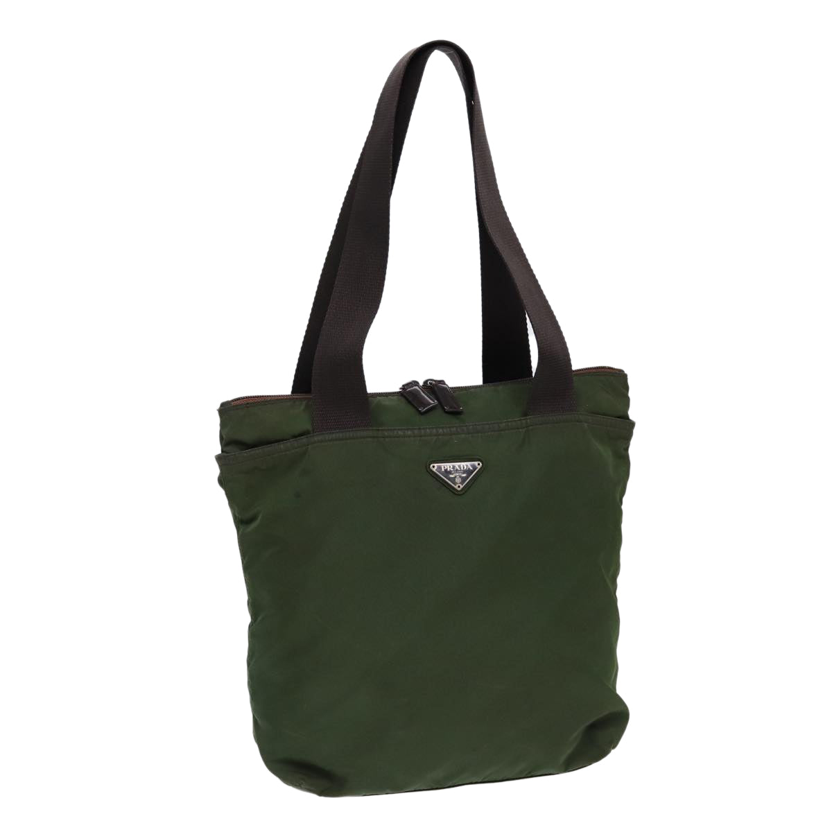 Prada Tote Bag Khaki Auth Nylon Brown