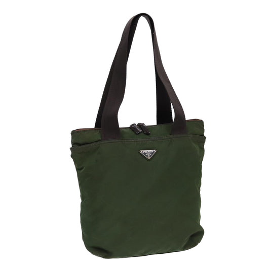 Prada Tote Bag Khaki Auth Nylon Brown