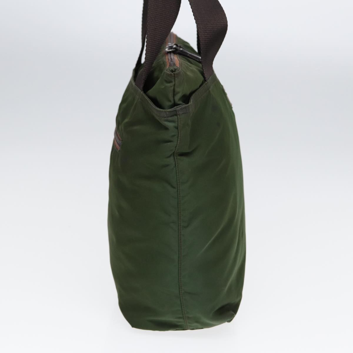 Prada Tote Bag Khaki Auth Nylon Brown