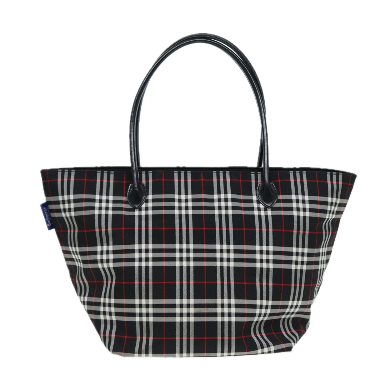 Burberry Luxury ss Label Tote Bag Auth Ti1960 Nylon Black Blue
