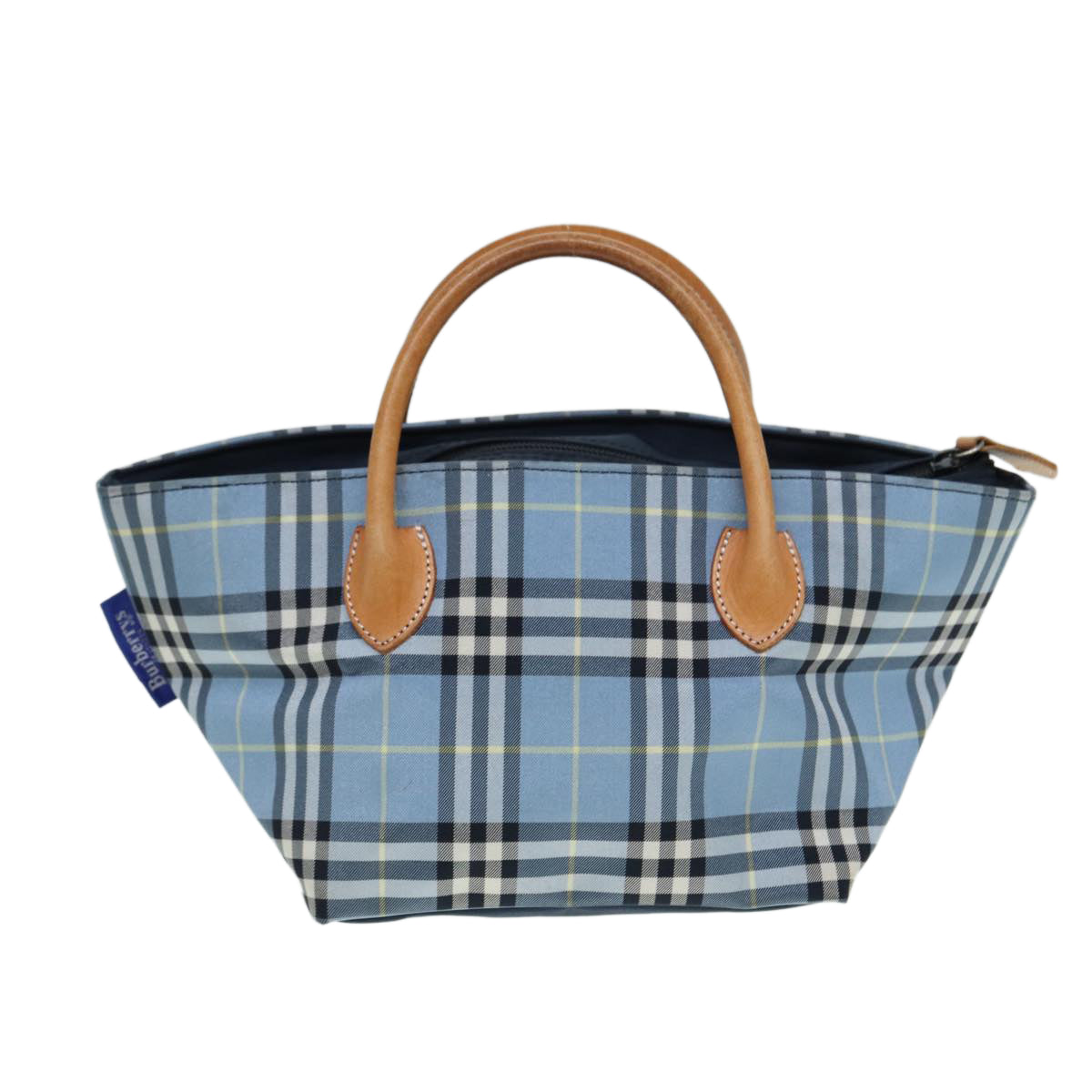 Burberry Luxury ss Nova Check Label Hand Bag Auth Nylon Blue Travel Bag