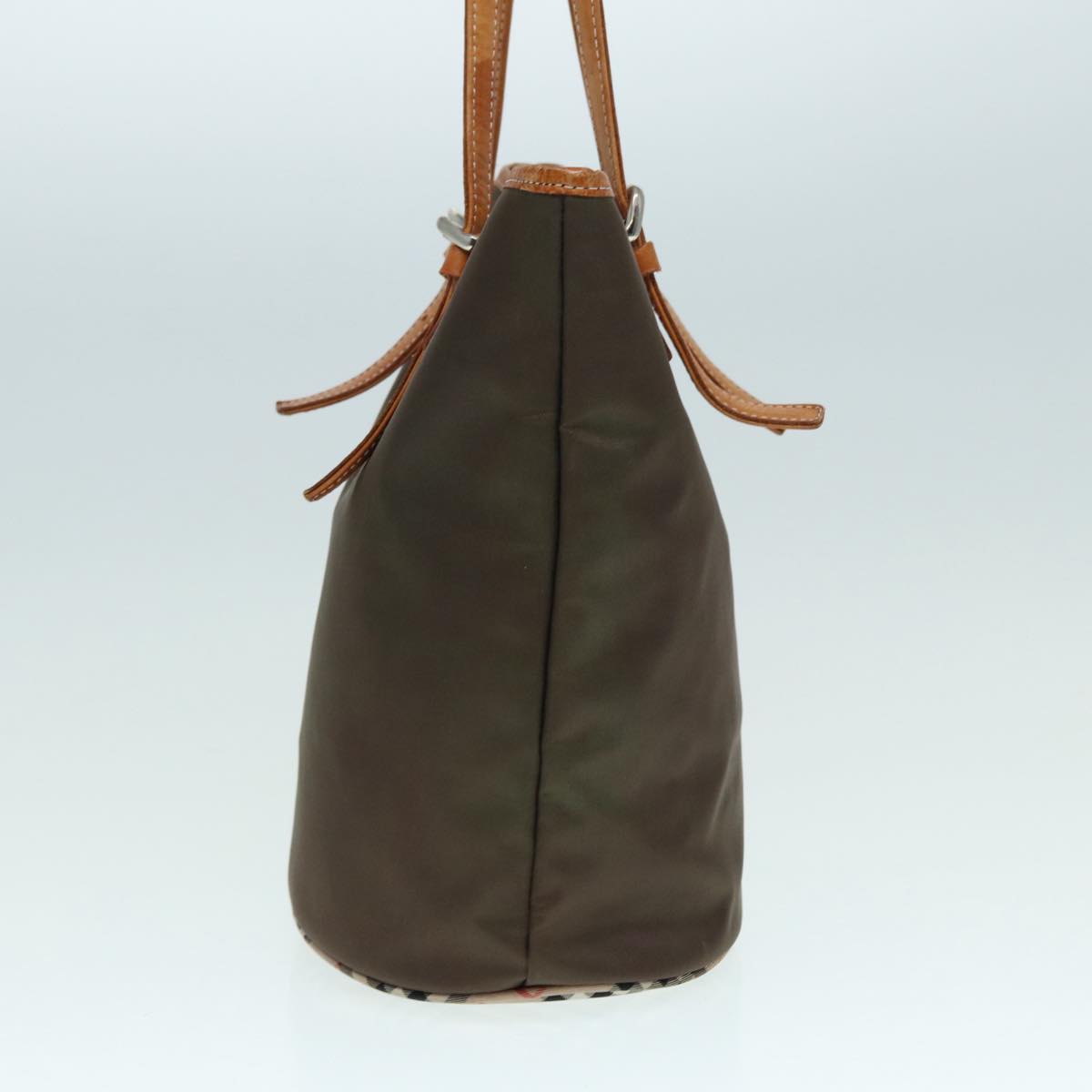 Burberry Luxury ss Nova Check Label Tote Bag Auth Nylon Brown Beige